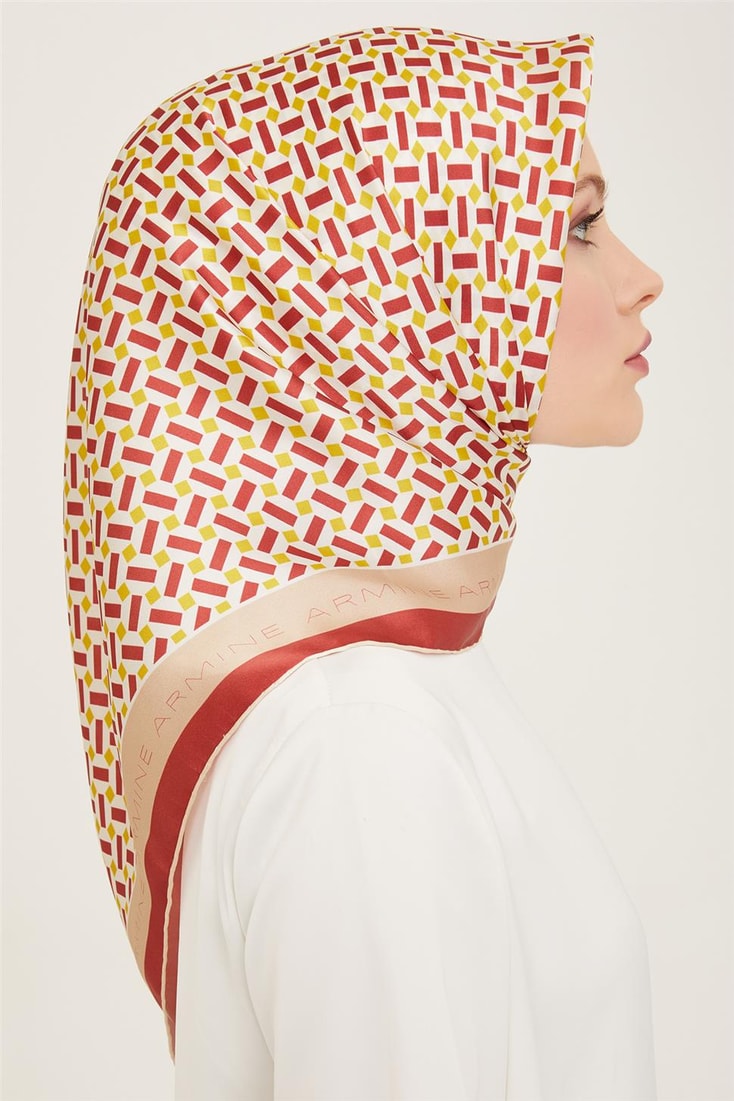 Armine Geometrik Desenli Twill İpek Eşarp 24Ya9151 4 53 