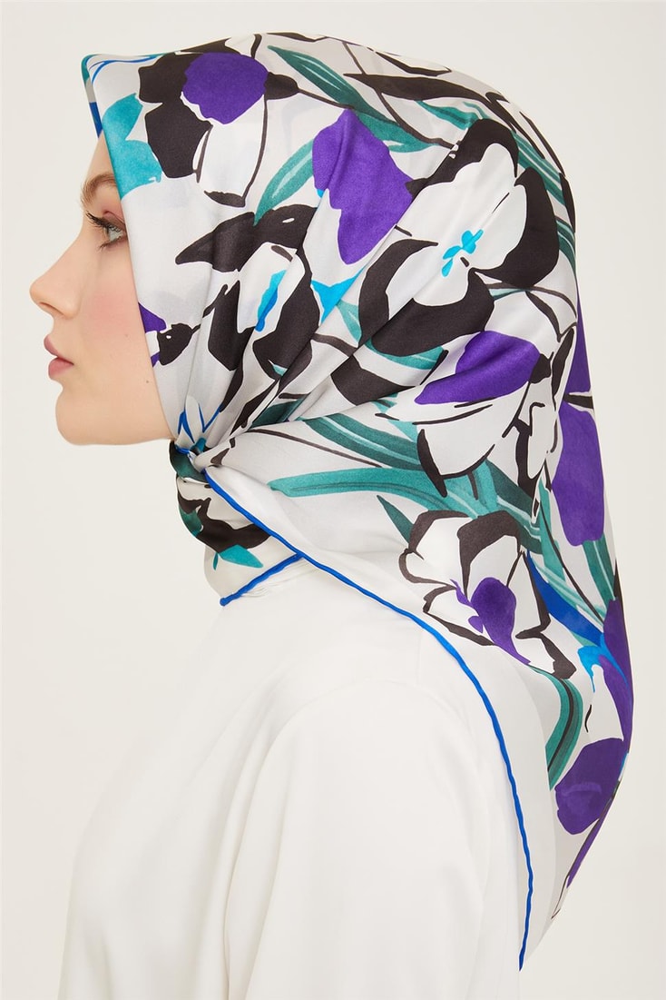 Armine Çiçek Desenli Twill İpek Eşarp 24Ya9153 52 04 