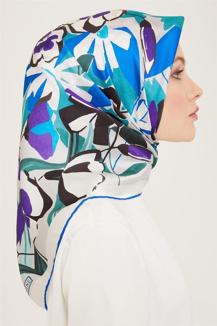 Armine Çiçek Desenli Twill İpek Eşarp 24Ya9153 52 04 
