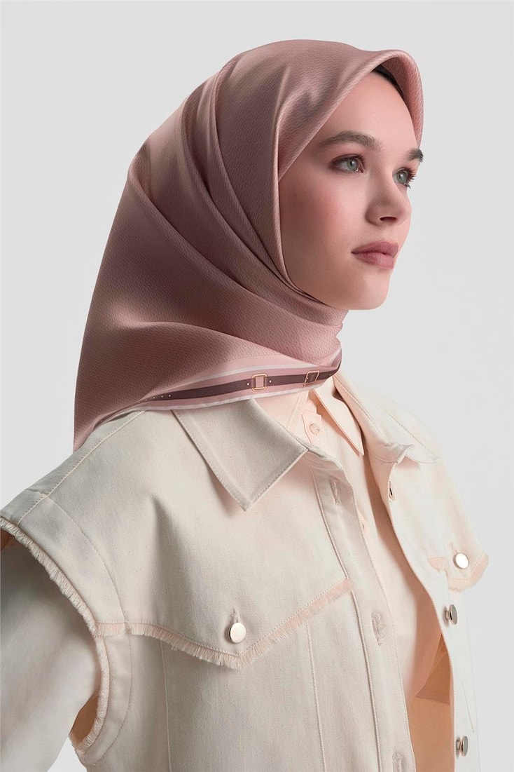 Armine Monogram Desenli Saf İpek Twill Eşarp 9401D 40