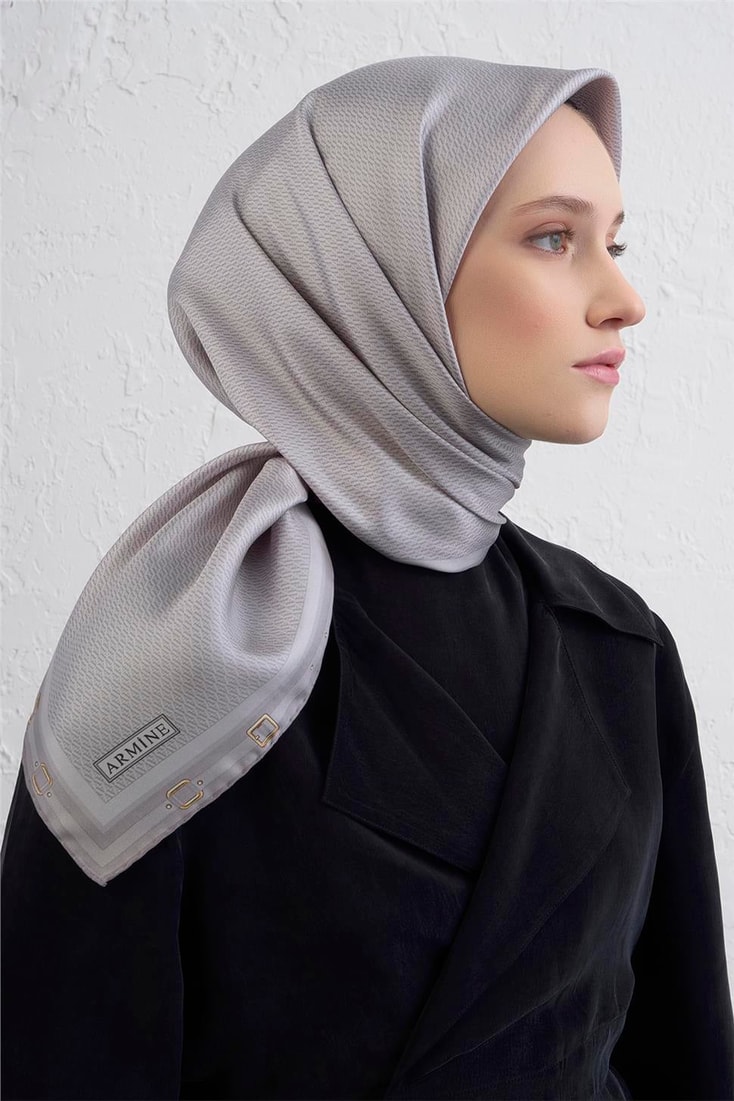 Armine Monogram Desenli Saf İpek Twill Eşarp 9401D 53