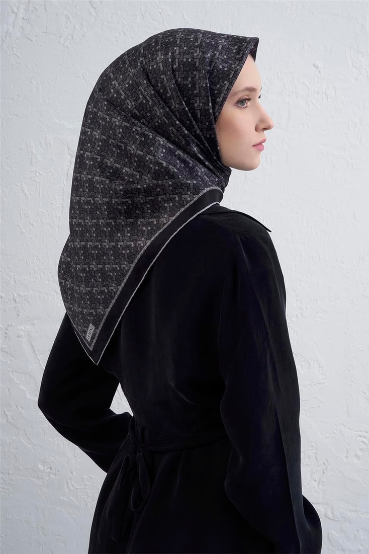 Armine Soyut Desenli Saf İpek Twill Eşarp 9405D 84 