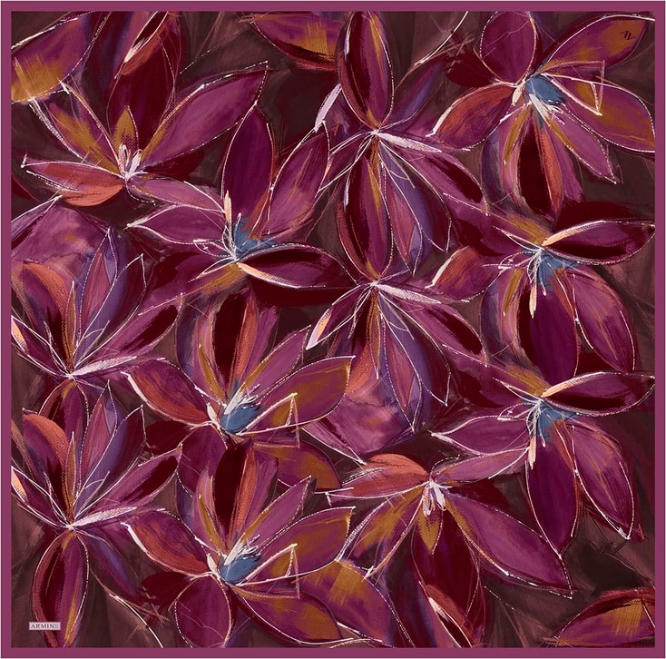 Armine Çiçek Desenli Saf İpek Twill Eşarp 9406D 51