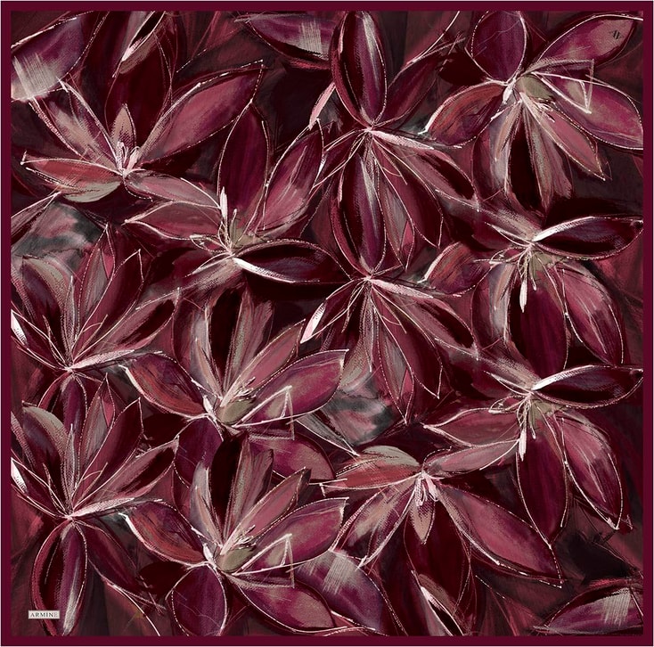 Armine Çiçek Desenli Saf İpek Twill Eşarp 9406D 81 