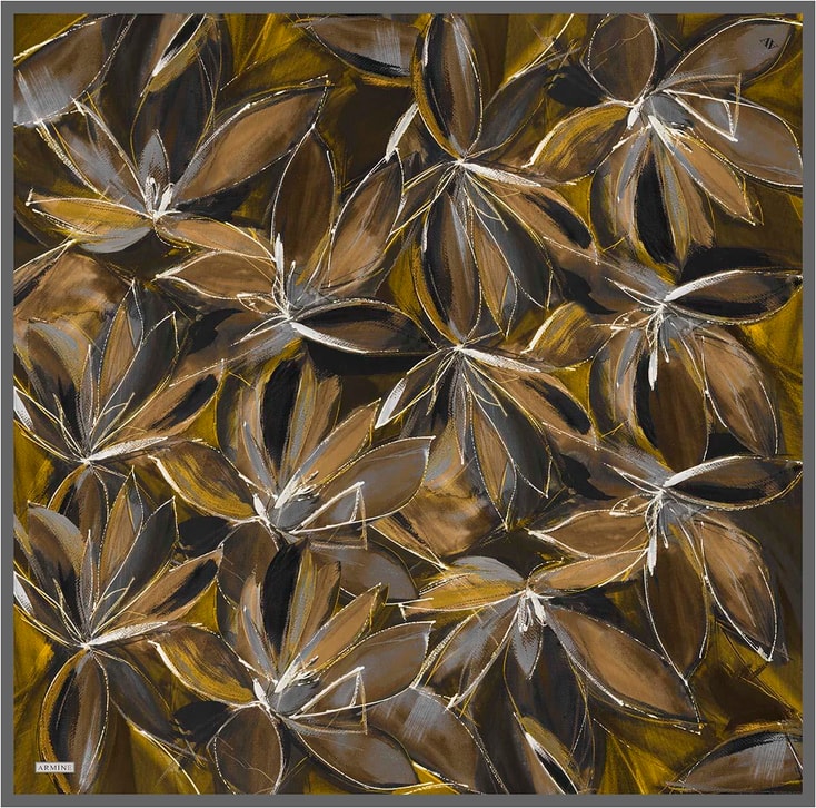 Armine Çiçek Desenli Saf İpek Twill Eşarp 9406D 82 
