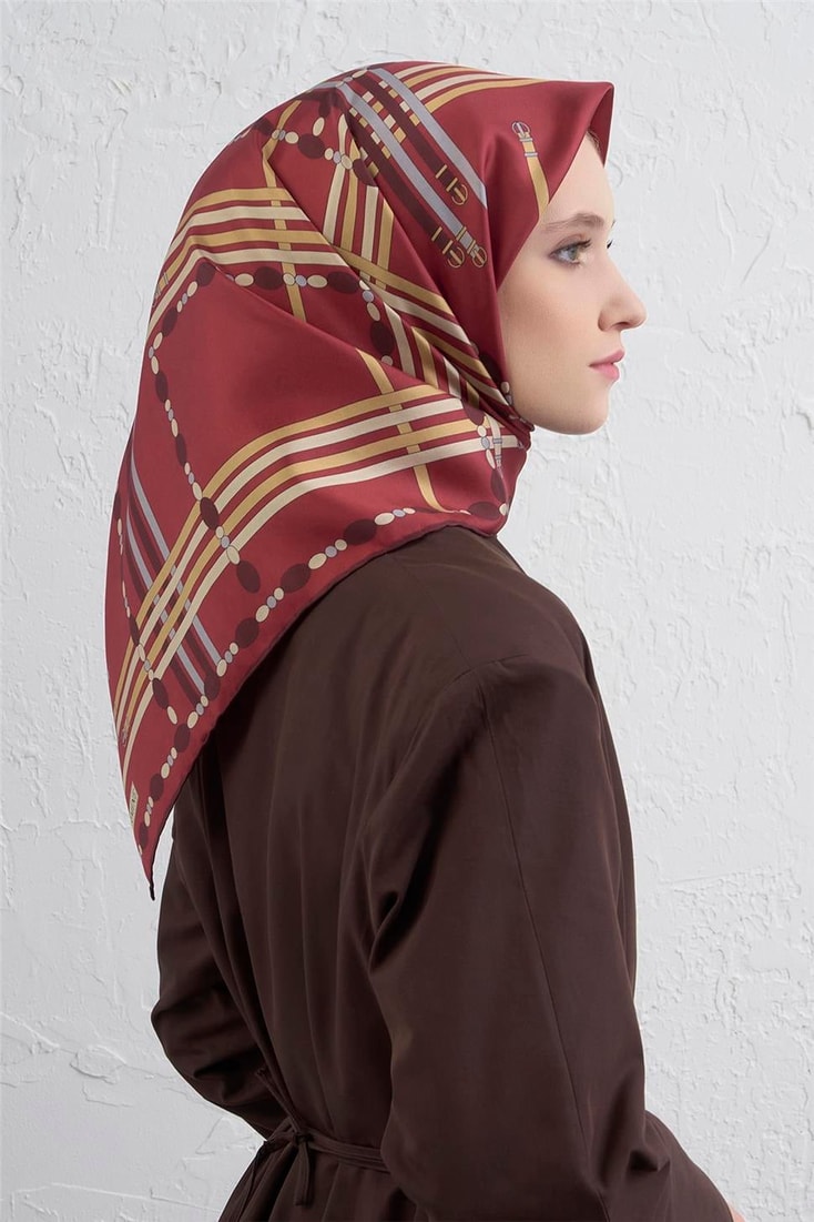 Armine Obje Desenli Saf İpek Twill Eşarp 9407D 36