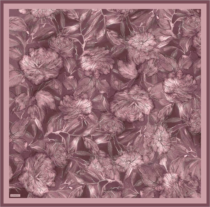 Armine Çiçek Desenli Saf İpek Twill Eşarp 9409D 05