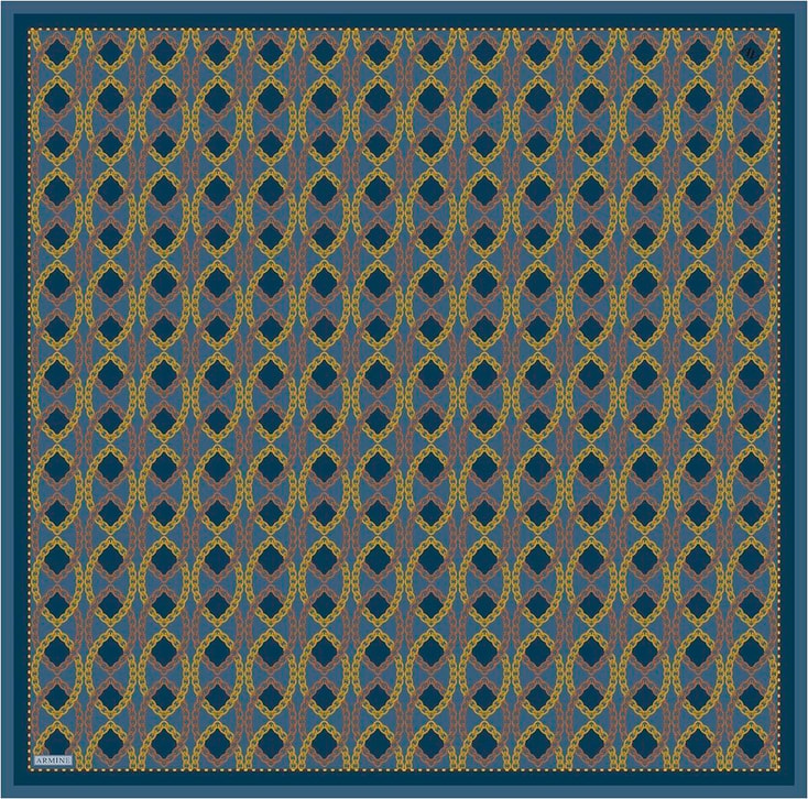 Armine Klasik Desenli Saf İpek Twill Eşarp 9410D 55 