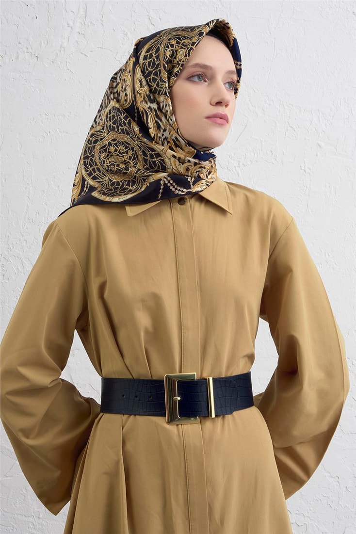 Armine Klasik Desenli Saf İpek Twill Eşarp 9411D 36 