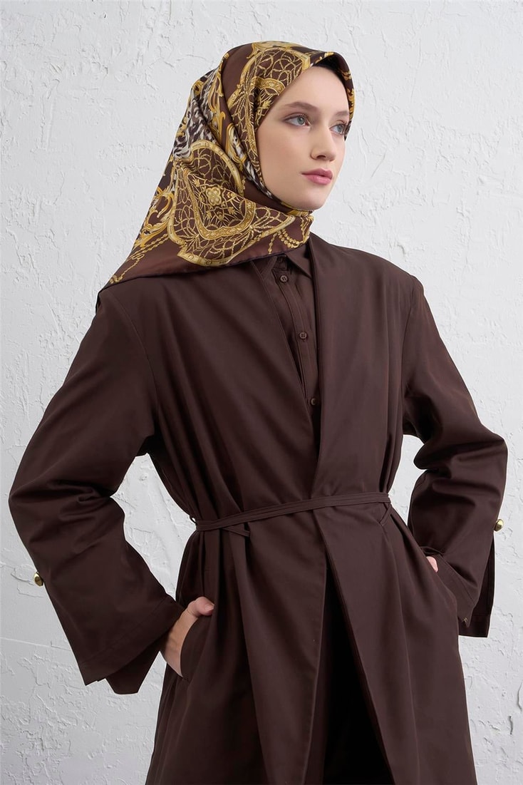 Armine Klasik Desenli Saf İpek Twill Eşarp 9411D 80 