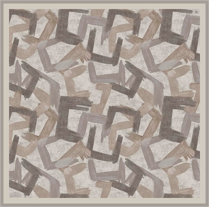 Armine Geometrik Desenli Saf İpek Twill Eşarp 9413D 07 