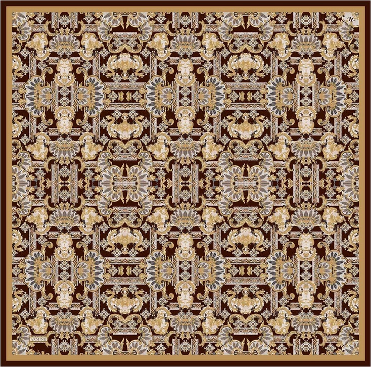 Armine Etnik Desen Saf İpek Twill Eşarp 9416D 32