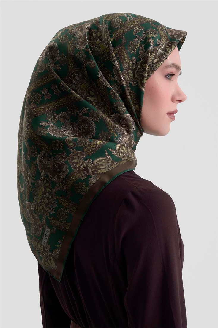 Armine Etnik Desen Saf İpek Twill Eşarp 9416D 58