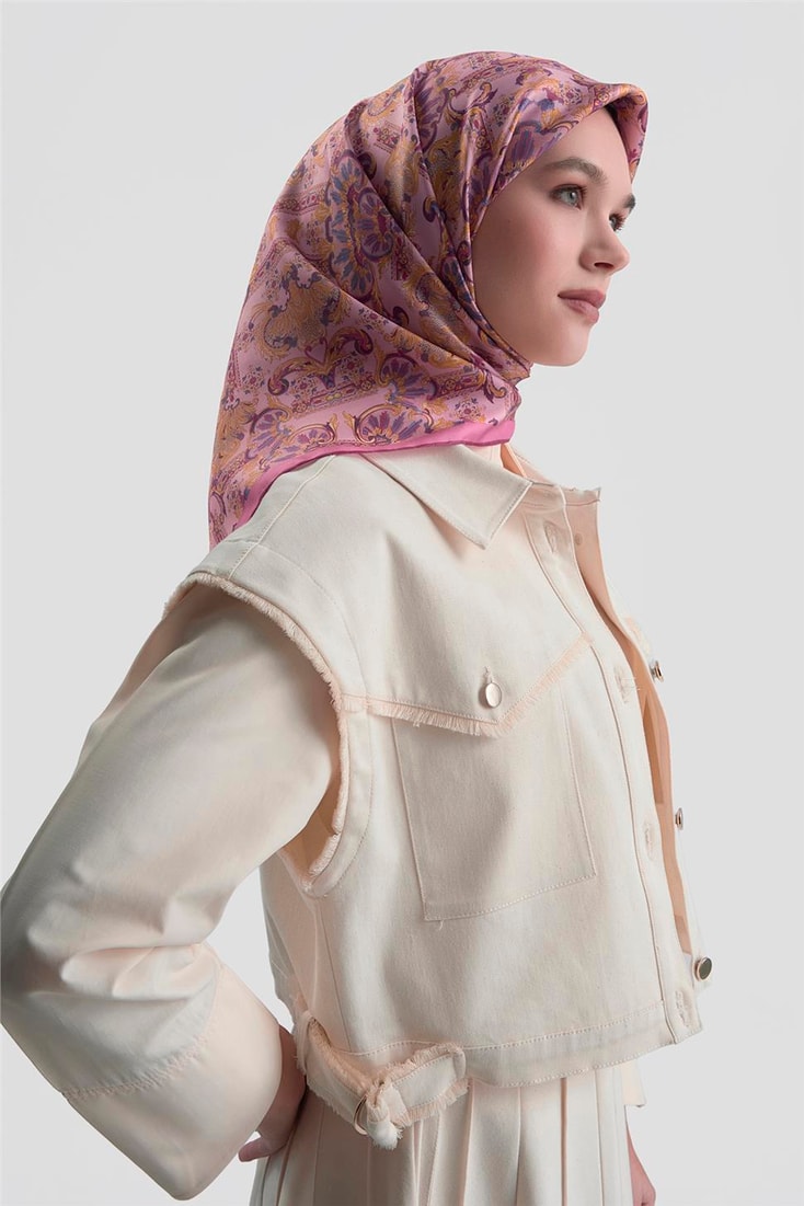 Armine Etnik Desen Saf İpek Twill Eşarp 9416D 59
