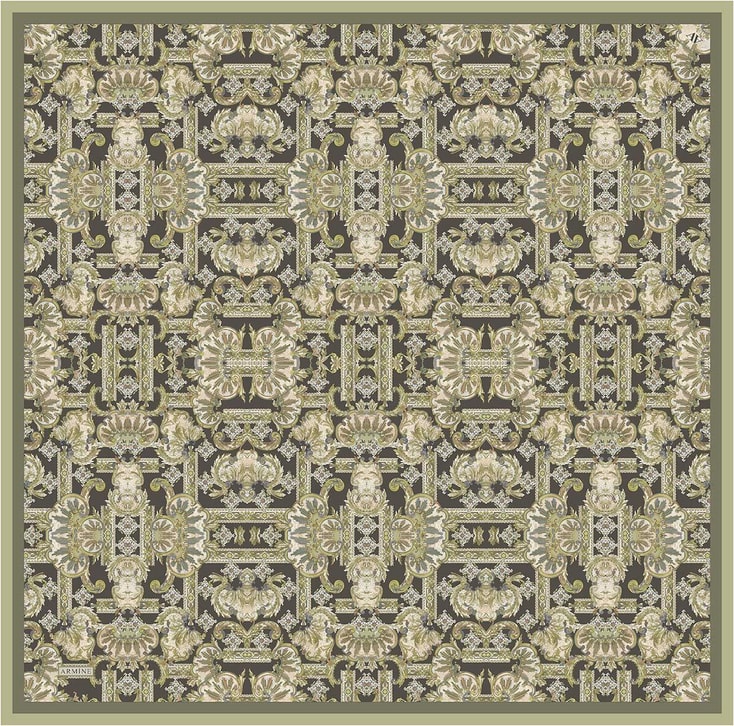 Armine Etnik Desen Saf İpek Twill Eşarp 9416D 80 
