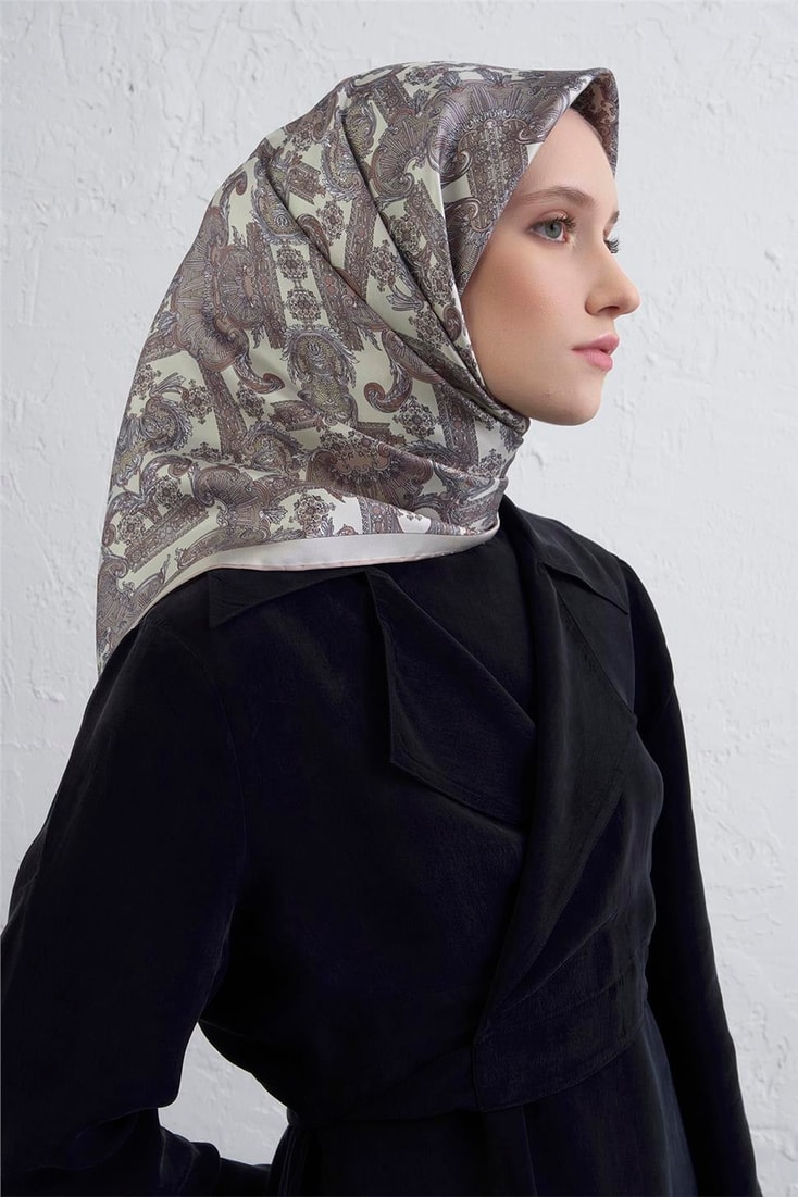 Armine Etnik Desen Saf İpek Twill Eşarp 9416D 83