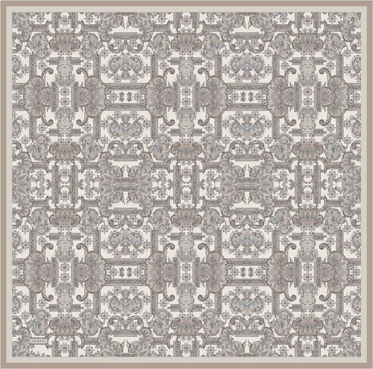 Armine Etnik Desen Saf İpek Twill Eşarp 9416D 83