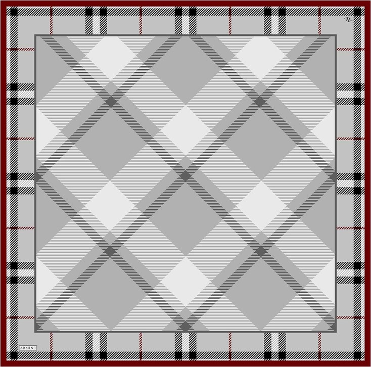 Armine Geometrik Desenli Saf İpek Twill Eşarp 9418D 80 