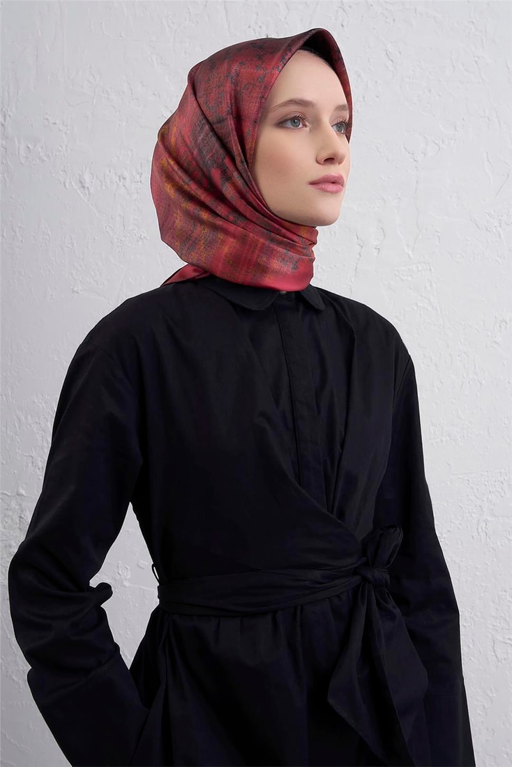Armine Soyut Desenli Saf İpek Twill Eşarp 9420D 85 