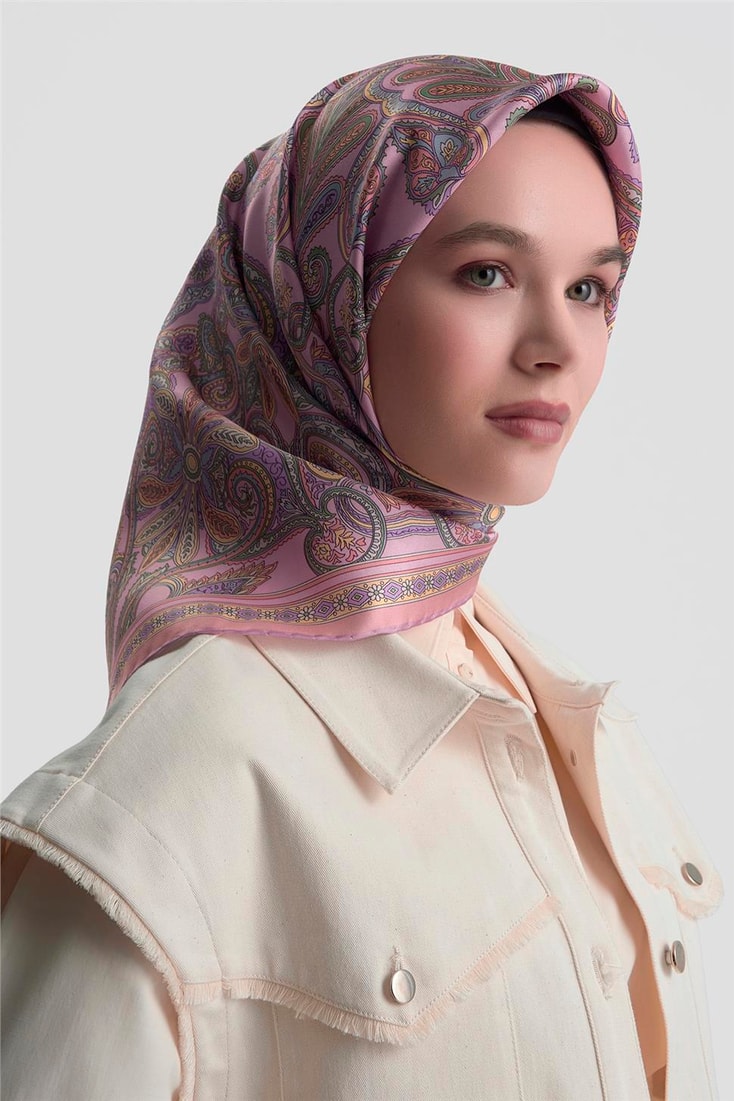 Armine Etnik Desen Saf İpek Twill Eşarp 9421D 07