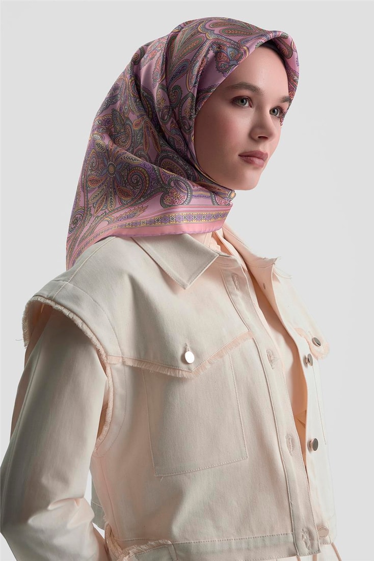 Armine Etnik Desen Saf İpek Twill Eşarp 9421D 07