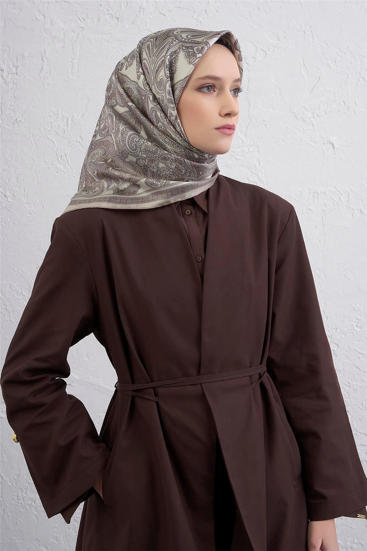 Armine Etnik Desen Saf İpek Twill Eşarp 9421D 84 