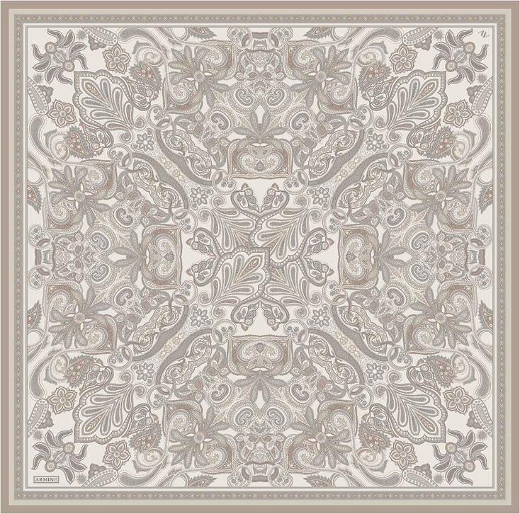 Armine Etnik Desen Saf İpek Twill Eşarp 9421D 84 