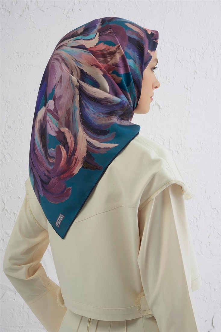 Armine Soyut Desenli Saf İpek Twill Eşarp 9423D 35 