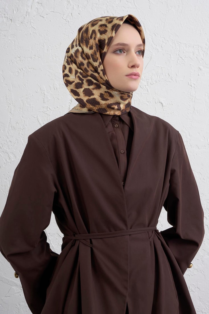 Armine Klasik Desenli Saf İpek Twill Eşarp 9425D 37 