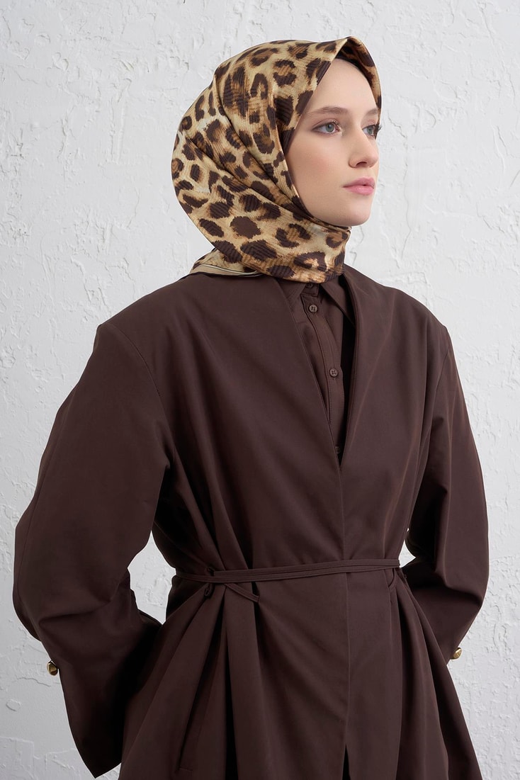 Armine Klasik Desenli Saf İpek Twill Eşarp 9425D 37 