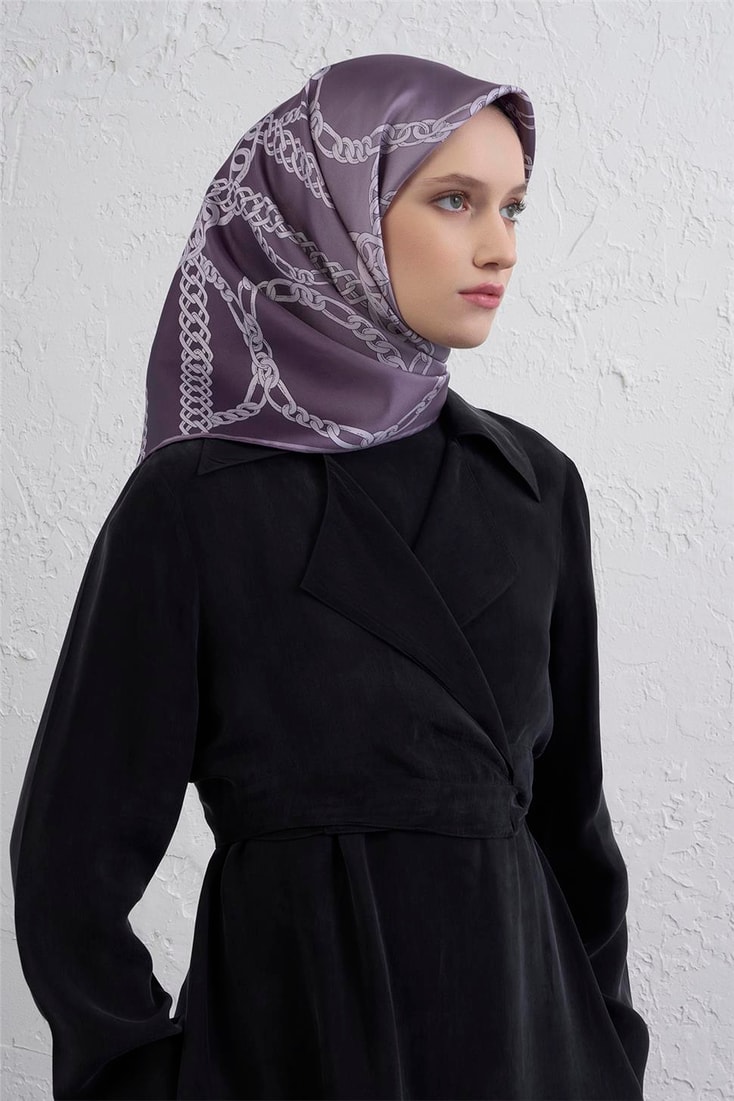 Armine Geometrik Desenli Saf İpek Twill Eşarp 9427D 31 
