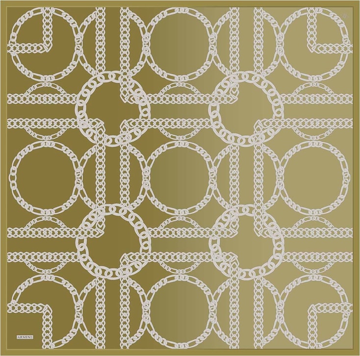 Armine Geometrik Desenli Saf İpek Twill Eşarp 9427D 83
