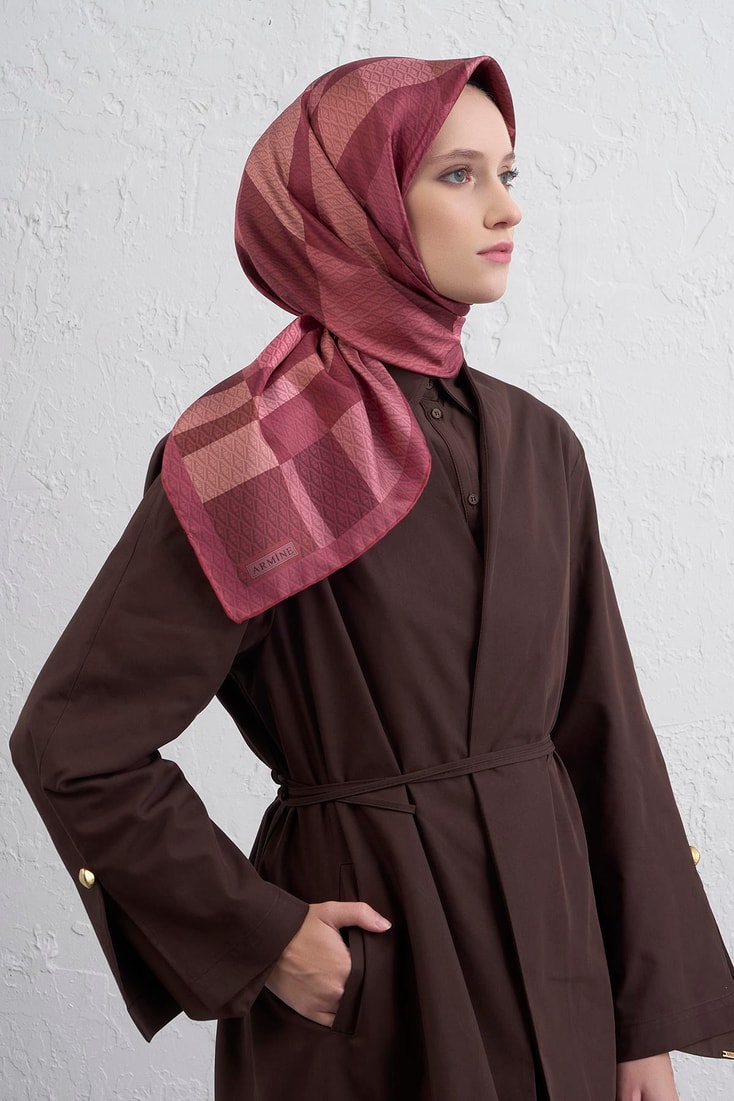 Armine Monogram Desenli Saf İpek Twill Eşarp 9429D 07 