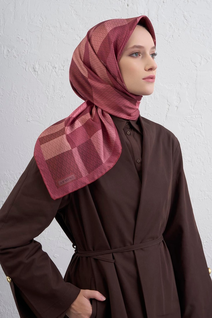 Armine Monogram Desenli Saf İpek Twill Eşarp 9429D 07 