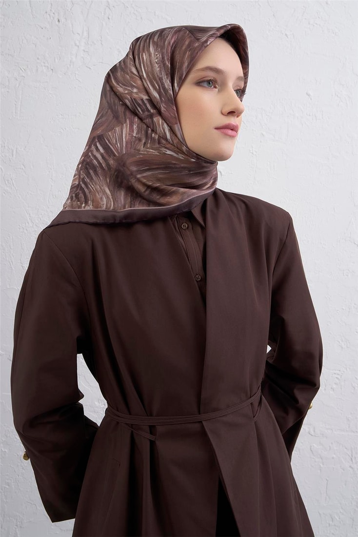 Armine Klasik Desenli Saf İpek Twill Eşarp 9430D 36 