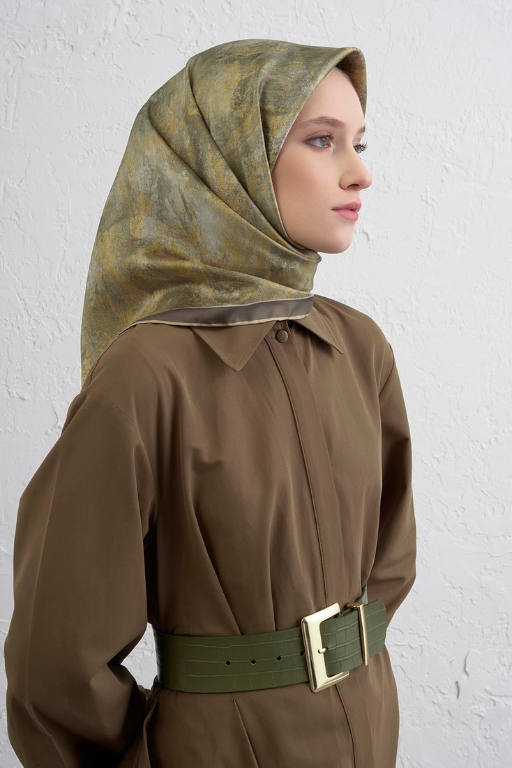 Armine Soyut Desenli Saf İpek Twill Eşarp 9433D 36 