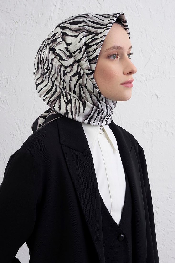 Armine Klasik Desenli Saf İpek Twill Eşarp 9435D 09 