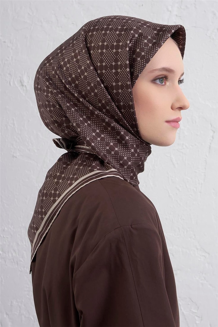 Armine Monogram Desenli Saf İpek Twill Eşarp 9440D 59