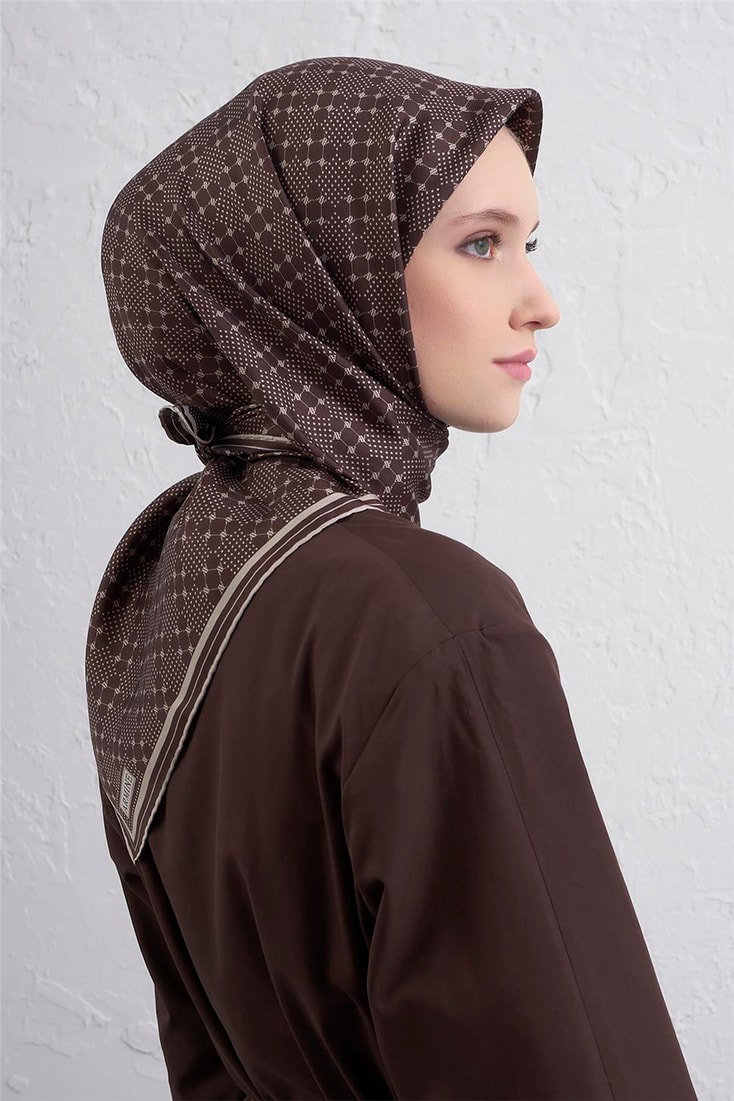 Armine Monogram Desenli Saf İpek Twill Eşarp 9440D 59