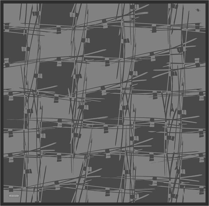 Armine Geometrik Desenli Saf İpek Twill Eşarp 9442D 33 