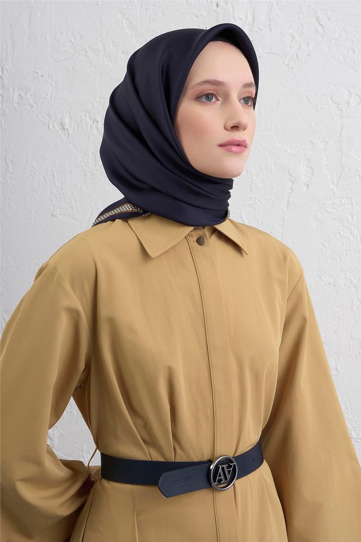 Armine Su Yolu Desenli Saf İpek Twill Eşarp 9444D 01 