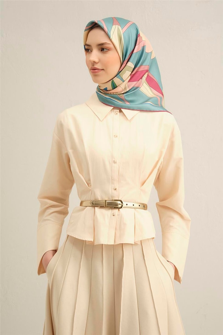 Armine Çiçek Desenli Saf İpek Sura Eşarp 9302D 54