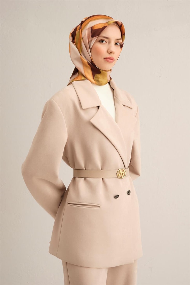 Armine Soyut Desenli Saf İpek Twill Eşarp 9306D 52