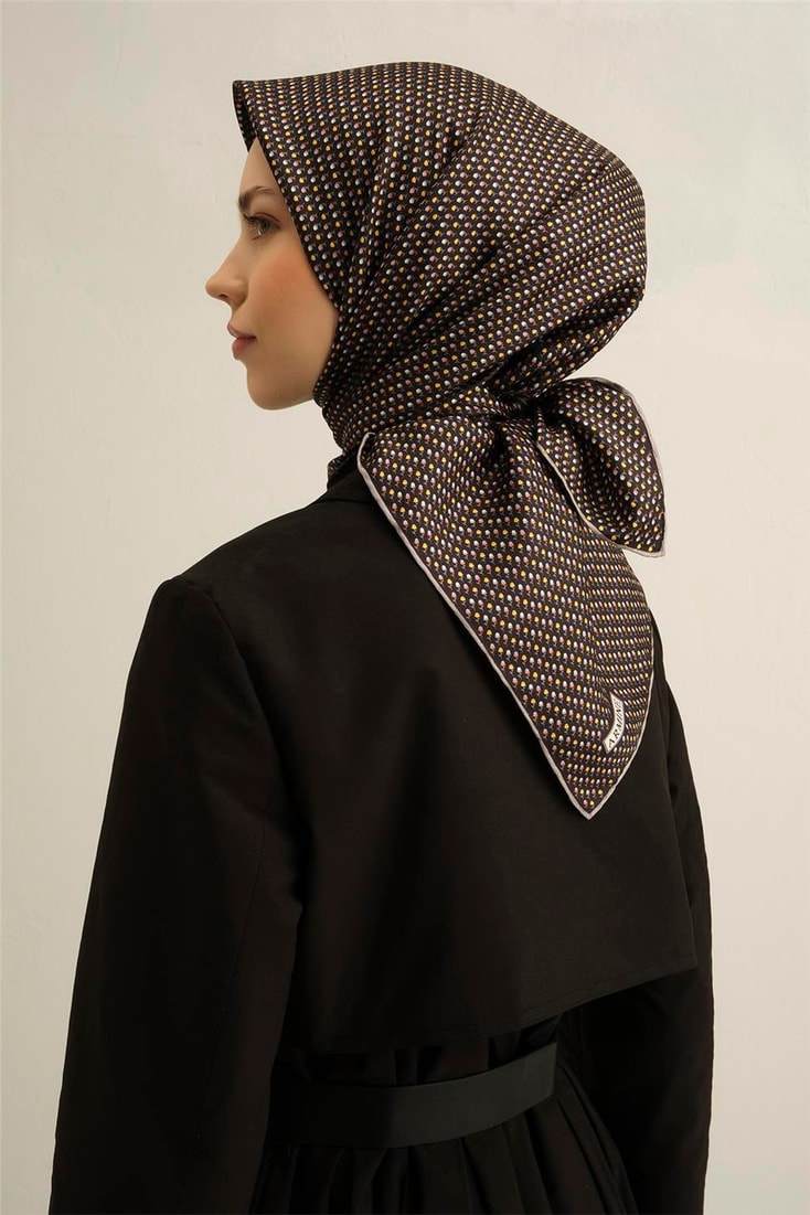Armine Çiçek Desenli Saf İpek Twill Eşarp 9307D 04