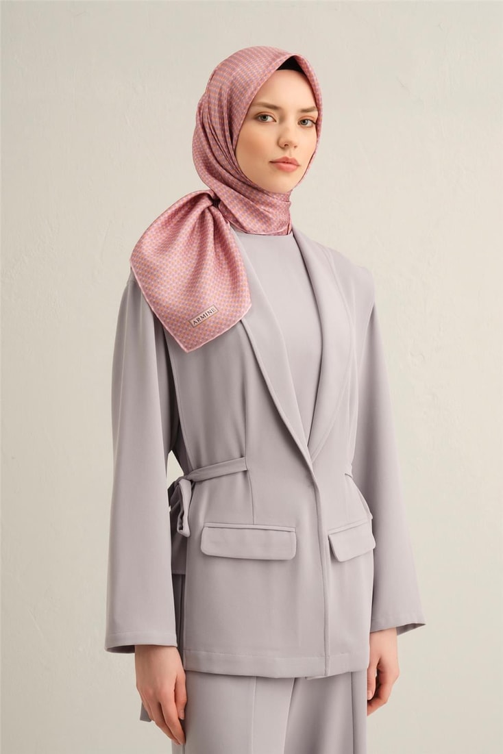Armine Çiçek Desenli Saf İpek Twill Eşarp 9307D 33