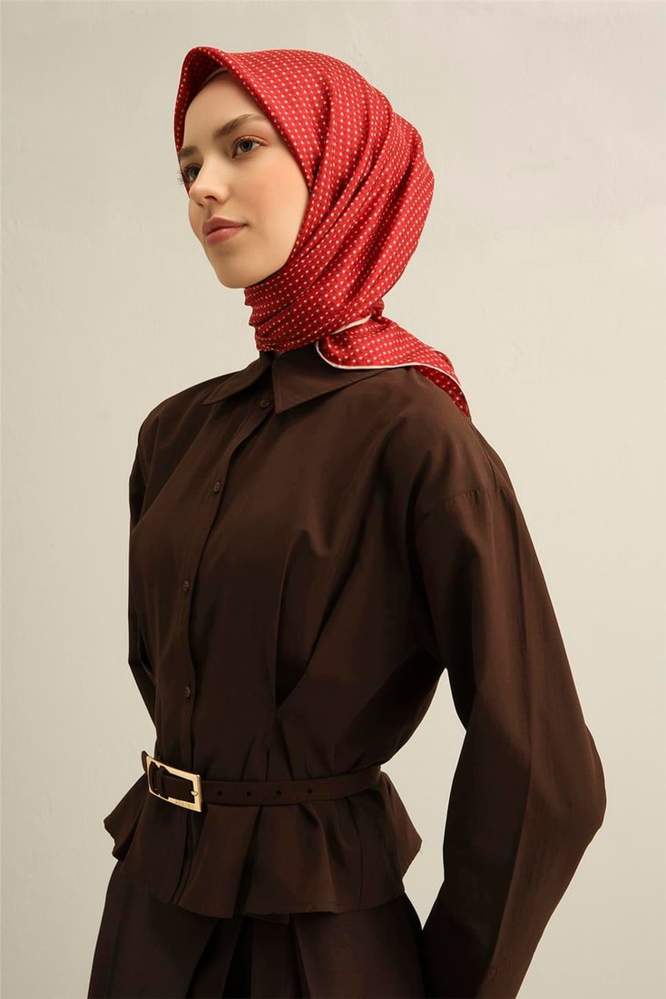 Armine Çiçek Desenli Saf İpek Twill Eşarp 9307D 36