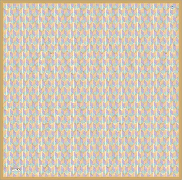 Armine Geometrik Desenli Saf İpek Twill Eşarp 9309D 51 