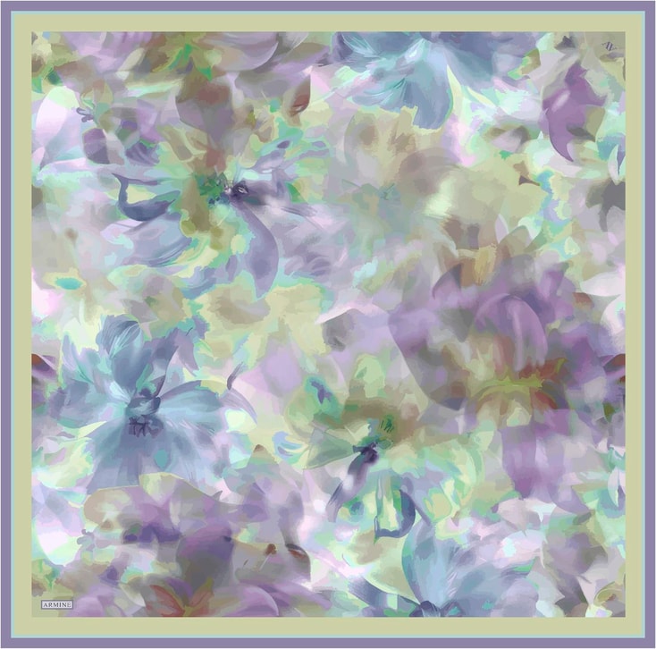 Armine Çiçek Desenli Saf İpek Twill Eşarp 9310D 83 