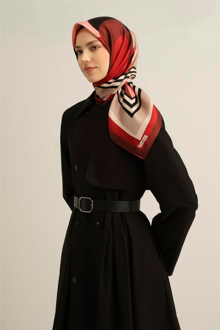 Armine Geometrik Desenli Saf İpek Sura Eşarp 9313D 07 