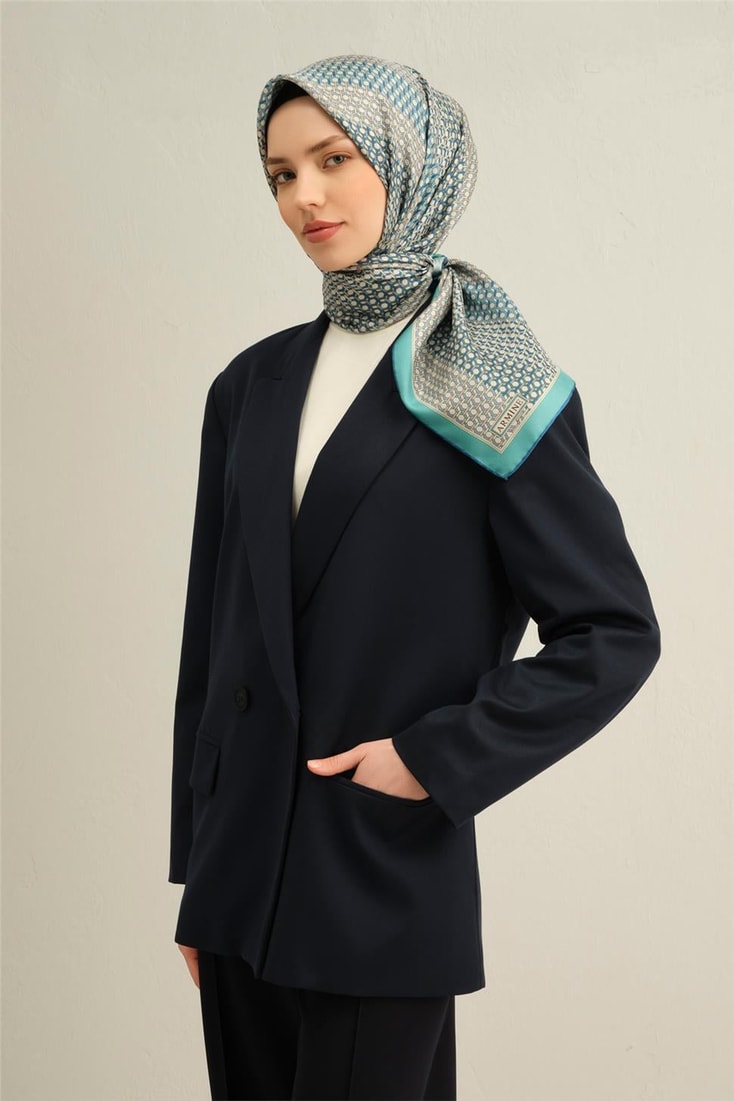 Armine Klasik Desenli Saf İpek Twill Eşarp 9319D 50
